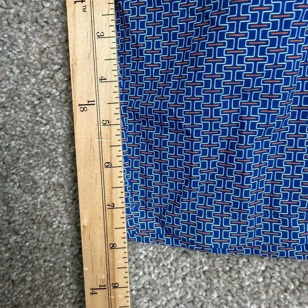 Peter Millar Seaside Collection Mens XL Blue Geometric Link Swim Trunks Shorts